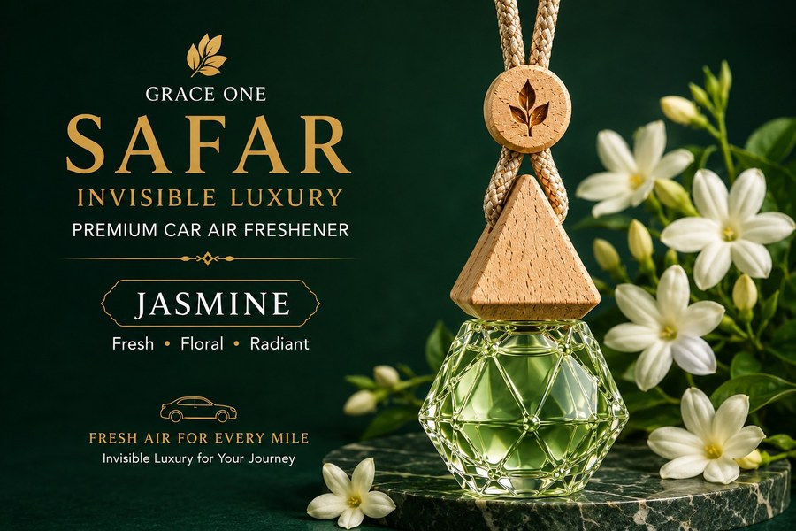 Jasmine bottle with jasmine bush