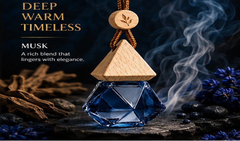 Musk bottle with sandalwood and smoke