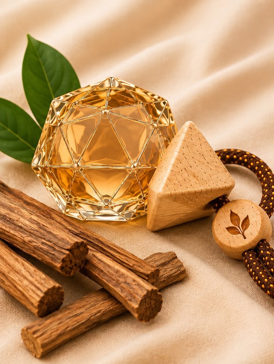 Sandalwood bottle with sandalwood sticks