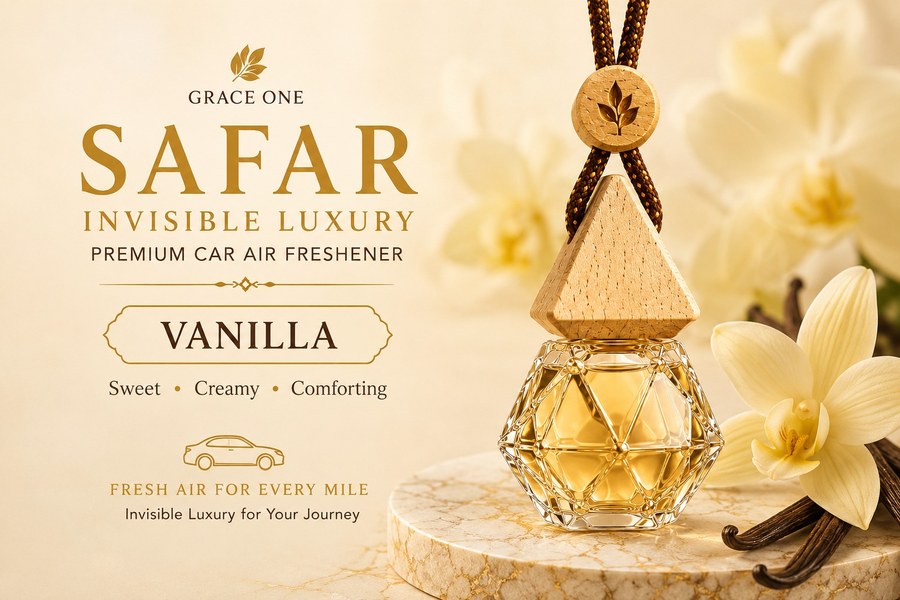 Vanilla bottle on marble podium